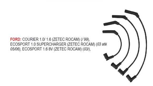 Imagen de JUEGO CABLES BUJIA FORD FIESTA/COURIER ZETEC ROCAM 1.0/1.6